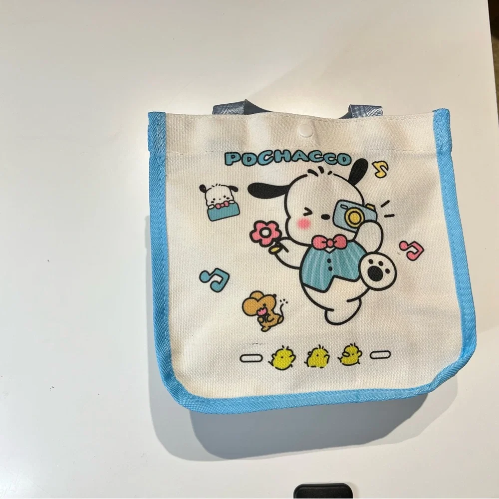 New Pochacco Mini Canvas Tote Bag in White and Light Blue